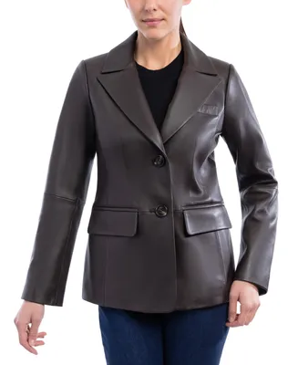 Anne Klein Women's Leather Blazer Coat