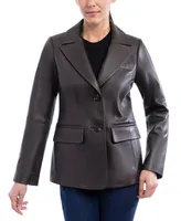Anne Klein Women's Leather Blazer Coat