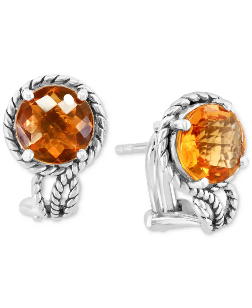 Effy Citrine Rope-Frame Stud Earrings (3-5/8 ct. t.w.) in Sterling Silver