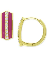 Giani Bernini Cubic Zirconia & Enamel Hoop Earrings, Created for Macy's