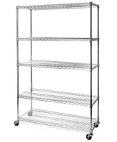 Seville Classics Commercial-Grade 5-Tier Nsf-Certified Steel Wire Wheeled Shelving