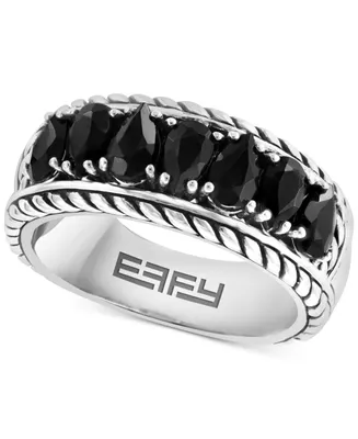 Effy Black Spinel Rope-Framed Ring (2 ct. t.w.) in Sterling Silver