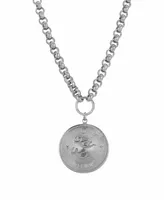 Women's Round Gemini Pendant Necklace - Silver
