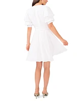 1.state Women's V-Neck Tiered Bubble Puff Sleeve Mini Dress