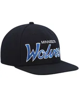 Men's Mitchell & Ness Black Minnesota Timberwolves Hardwood Classics Script 2.0 Snapback Hat