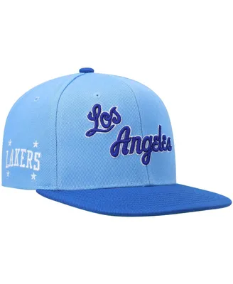 Men's Mitchell & Ness Powder Blue, Royal Los Angeles Lakers Hardwood Classics Core Side Snapback Hat