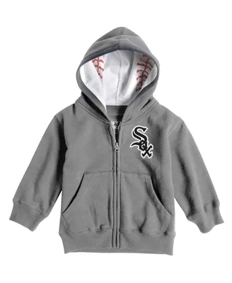 Boys and Girls Toddler Soft as a Grape Heathered Gray Chicago White Sox Baseball Print Full-Zip Hoodie