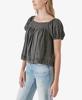 Lucky Brand Women's Square-Neck Peasant Top