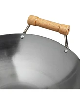 Joyce Chen Classic Series Round Bottom Carbon Steel Wok with Birch Handles, 14"