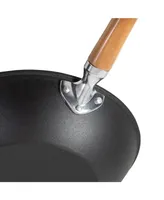 Joyce Chen Professional Series Cast Iron Stir Fry Pan with Maple Handle, 11.5"