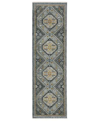 Jhb Design Devine DEV150B 2'3" x 7'6" Runner Area Rug - Blue, Gold