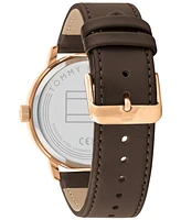 Tommy Hilfiger Men's Brown Leather Strap Watch 44mm