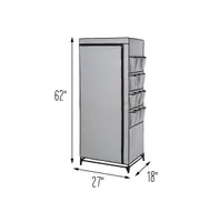 Wide Portable Wardrobe Closet with Cover and Side Pockets, 27"