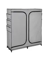 Wide 2 Door Portable Closet with Cover Side Pockets Wardrobe, 60"