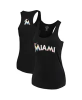 Women's Soft As A Grape Black Miami Marlins Plus Swing for the Fences Racerback Tank Top