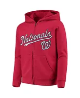 Big Boys Red Washington Nationals Team Color Wordmark Full-Zip Hoodie