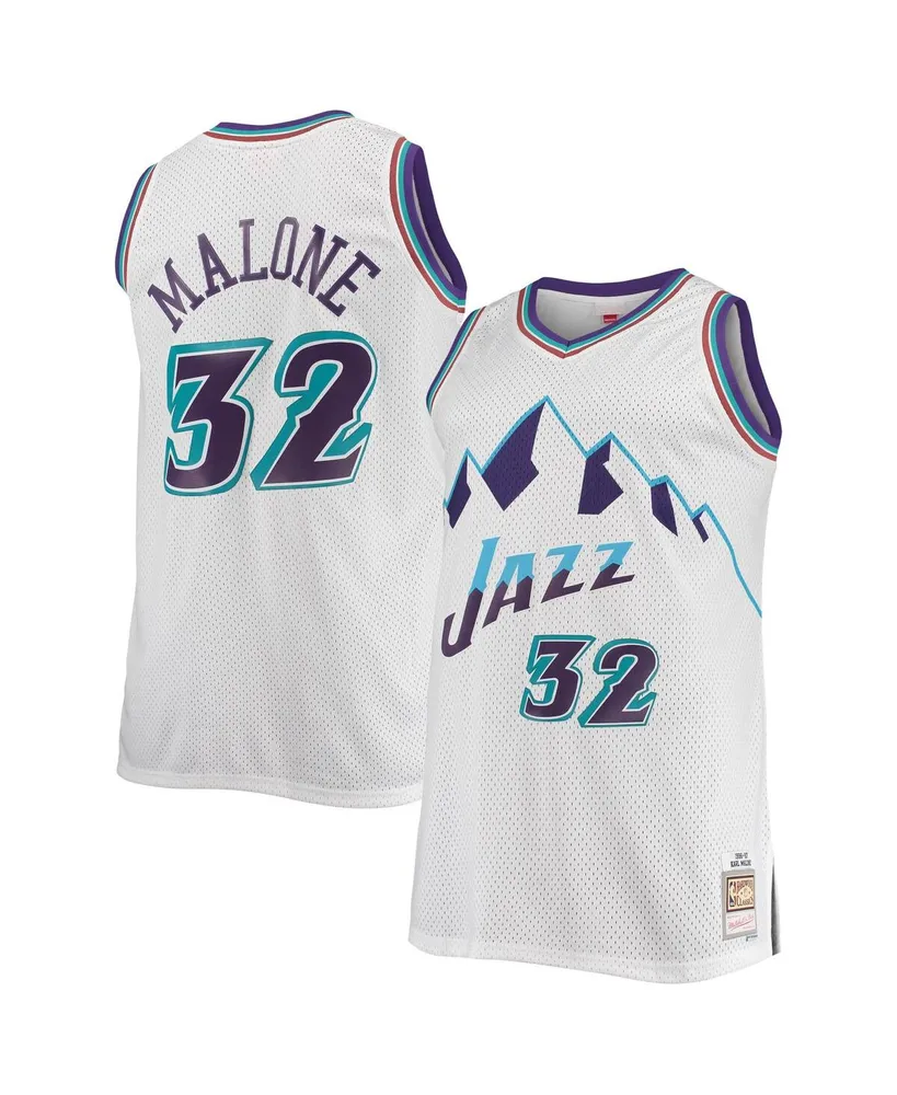 Men's Mitchell & Ness Karl Malone White Utah Jazz Big and Tall Hardwood Classics Jersey