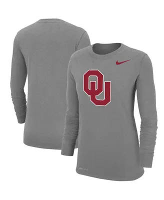 Women's Nike Heathered Gray Oklahoma Sooners Logo Performance Long Sleeve T-shirt