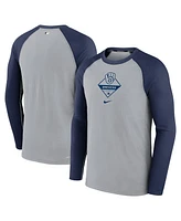 Men's Nike Gray, Navy Milwaukee Brewers Game Authentic Collection Performance Raglan Long Sleeve T-shirt