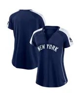 Women's Fanatics Navy, White New York Yankees True Classic League Diva Pinstripe Raglan V-Neck T-shirt