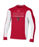 Men's Under Armour Red Texas Tech Red Raiders On-Court Shooter Bench Long Sleeve T-shirt