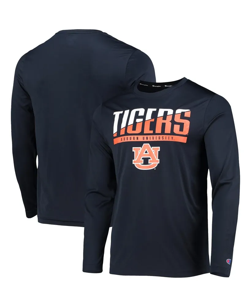 Men's Champion Navy Auburn Tigers Wordmark Slash Long Sleeve T-shirt