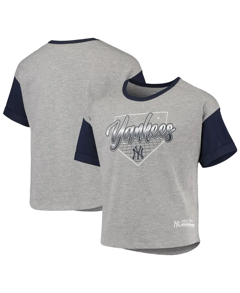 Big Girls Heathered Gray New York Yankees Bleachers T-shirt