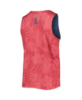 Men's Foco Red, Navy Los Angeles Angels Floral Reversible Mesh Tank Top