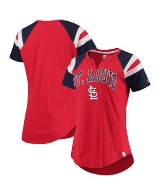 Women's Starter Red and Navy St. Louis Cardinals Game On Notch Neck Raglan T-shirt