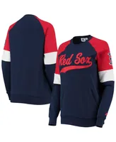 Women's Starter Navy and Red Boston Sox Playmaker Raglan Pullover Sweatshirt