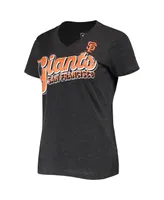 Women's G-iii 4Her by Carl Banks Heathered Black San Francisco Giants First Place V-Neck T-shirt