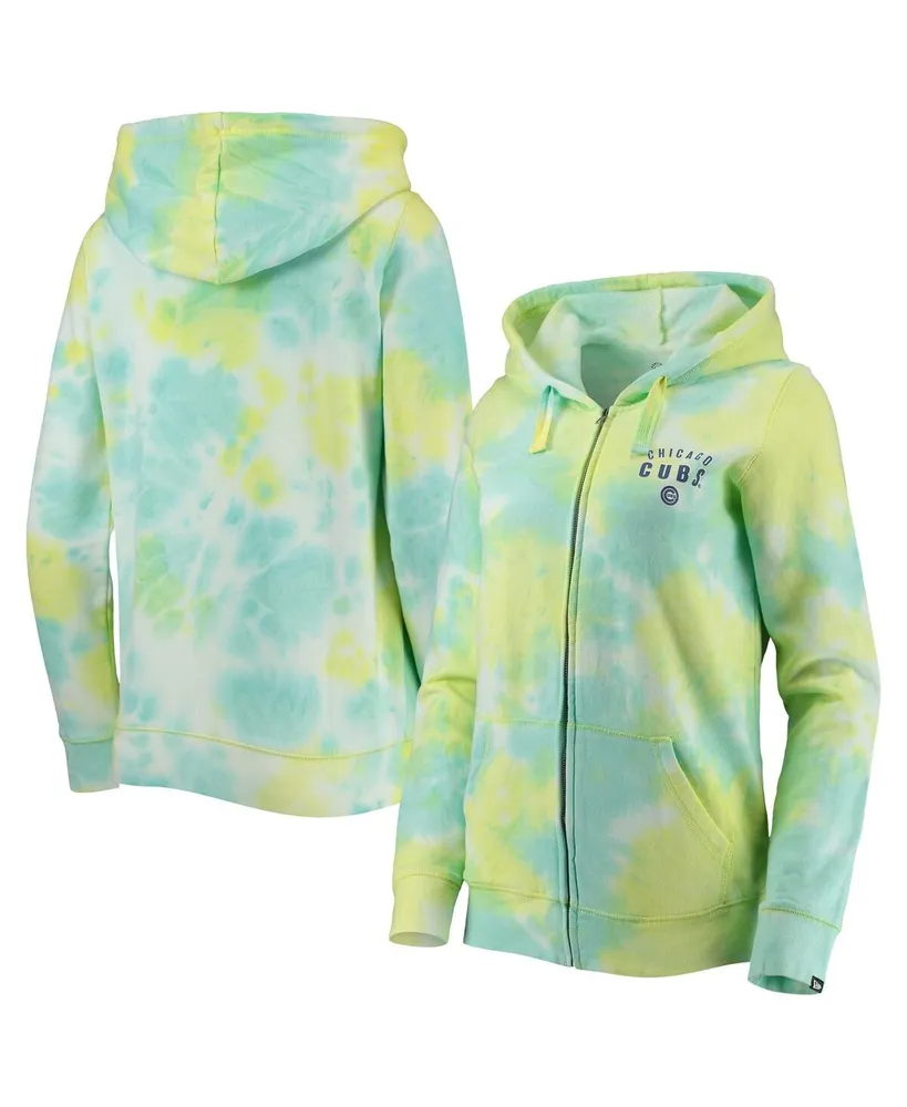 Women's New Era White Chicago Cubs Tie-Dye Full-Zip Hoodie