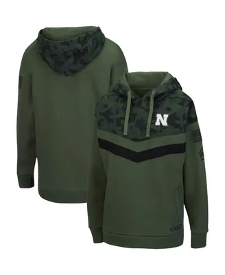 Women's Colosseum Olive and Camo Nebraska Huskers Oht Military-Inspired Appreciation Extraction Chevron Pullover Hoodie