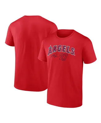 Men's Fanatics Mike Trout Red Los Angeles Angels Player Name and Number T-shirt