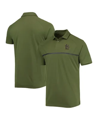 Men's LevelWear Olive St. Louis Cardinals Delta Sector Raglan Polo Shirt