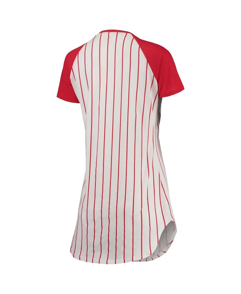 Women's Concepts Sport White, Red St. Louis Cardinals Vigor Pinstripe Raglan V-Neck Nightshirt