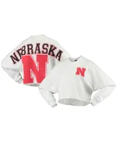 Women's White Nebraska Huskers Raw Hem Cropped Spirit Jersey Long Sleeve T-shirt