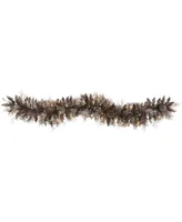 Flocked Artificial Christmas Garland with Lights and Pinecones, 72"