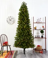 Slim Virginia Spruce Artificial Christmas Tree with Lights and Bendable Branches, 96"