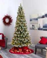 Frosted Swiss Pine Artificial Christmas Tree with Lights and Berries, 108"