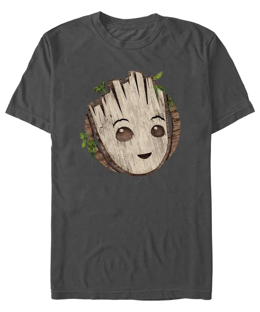 Men's Marvel Film I am Groot Wooden Badge Short Sleeve T-shirt