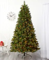 Golden Tip Washington Pine Artificial Christmas Tree with Lights, Pinecones and Bendable Branches, 90"