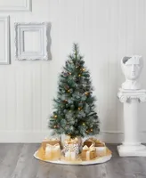 Frosted Tip British Columbia Mountain Pine Artificial Christmas Tree with Lights, Pine Cones and Bendable Branches, 48"