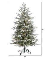 Flocked Manchester Spruce Artificial Christmas Tree with Lights and Bendable Branches, 54"