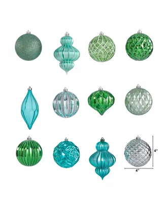 Holiday Lux Shatter-Resistant 12 Piece Christmas Tree Ornament Set with Re-Useable Box