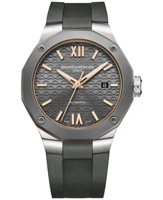 Baume & Mercier Men's Swiss Automatic Riviera Dark Gray Rubber Strap Watch 42mm