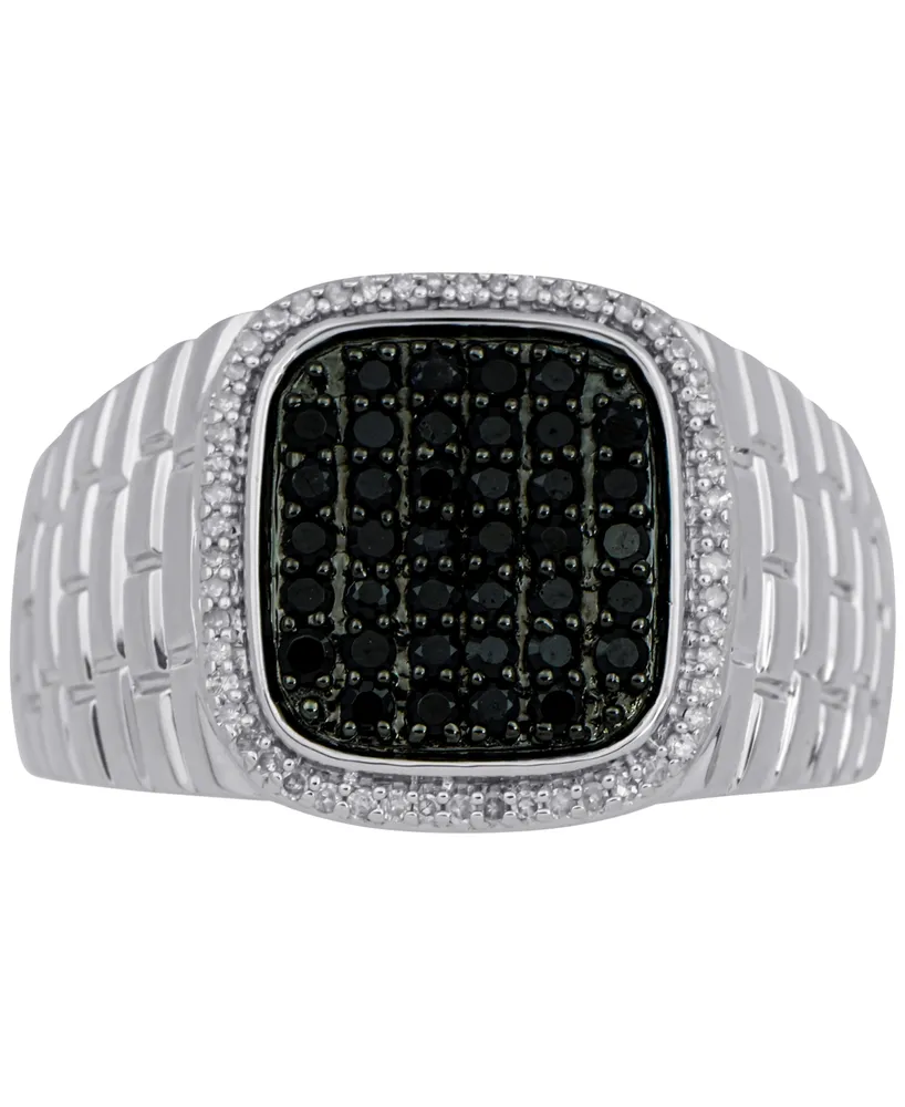 Men's Black & White Diamond Ring (3/4 ct. t.w.) in Sterling Silver