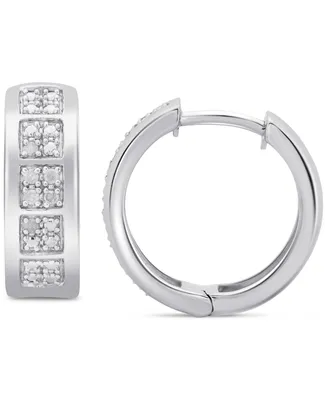 Men's Diamond Small Huggie Hoop Earrings (1/20 ct. t.w.) in Sterling Silver, 0.62"