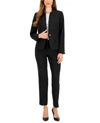 Le Suit Single-Button Blazer and Slim-Fit Pantsuit, Regular Petite Sizes