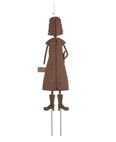 Glitzhome Metal Thanksgiving Pilgrim Girl Yard Stake, Standing Decor or Hanging Decor, 36"